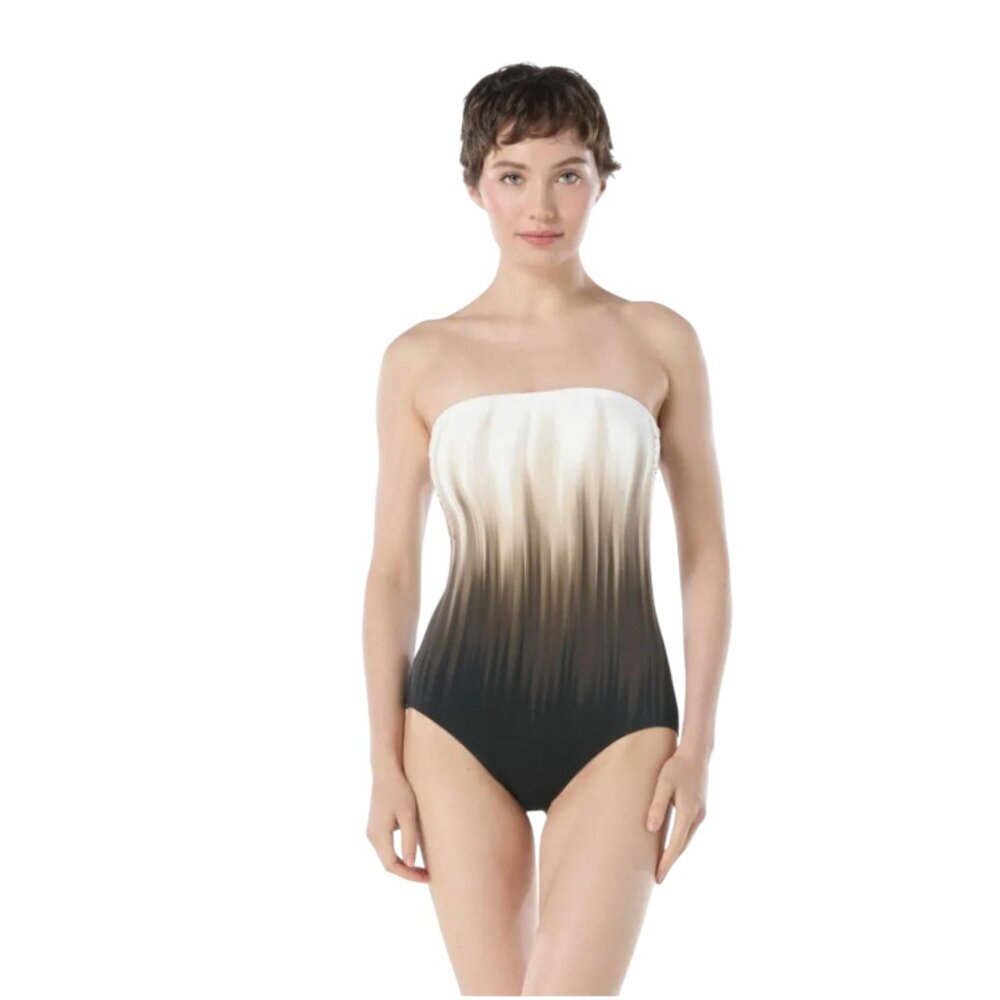 Carmen Marc Valvo Bandeau Bathing Swim Suit Womens 2 4 Small Browb One Piece